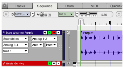 Channel Strip in the Sequence Editor Information Bar.