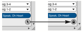 The Channel Strip lock button, shown locked and unlocked