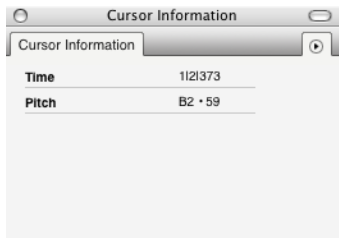 Cursor Information window showing time of 1|2|373 and a Pitch of B2/59