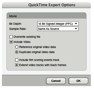 QuickTime Export Options