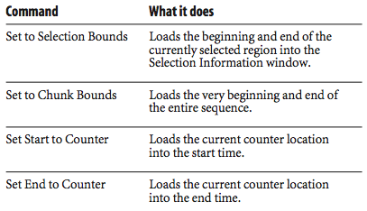 The Selection Information window and the Set To dropdown menu